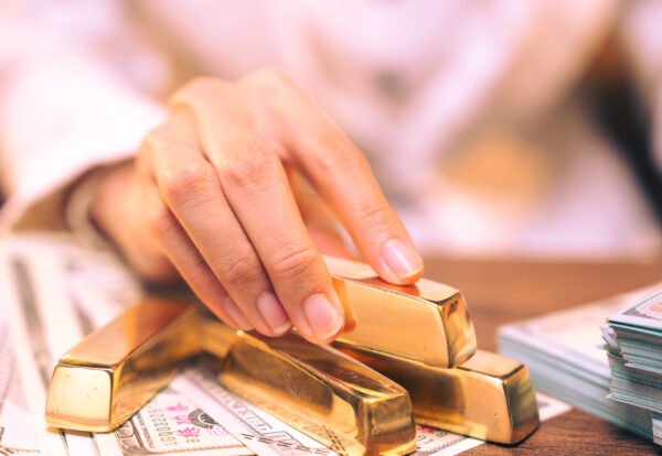 shiny gold bar arrangement in a row. Business Gold future and financial concept. concept of world economics and currency exchange. Money trade and safe haven marketplace